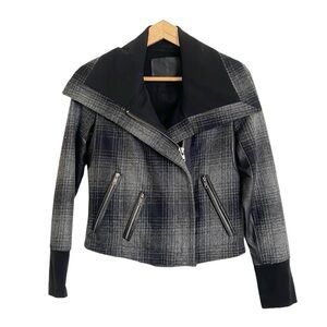 A.L.C. Plaid Funnel Biker Moto Jacket
